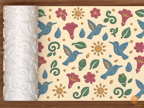 Hummingbird Floral Textured Roller