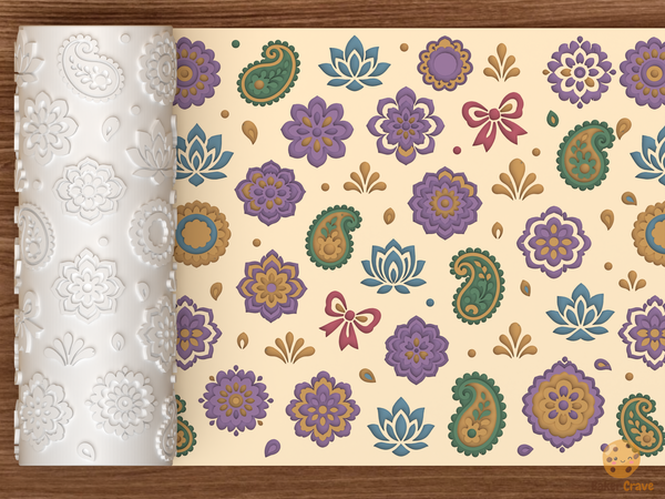 Boho Paisley Floral Textured Roller