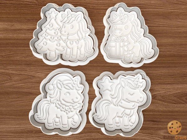 Christmas Unicorn Cookie Cutter Set