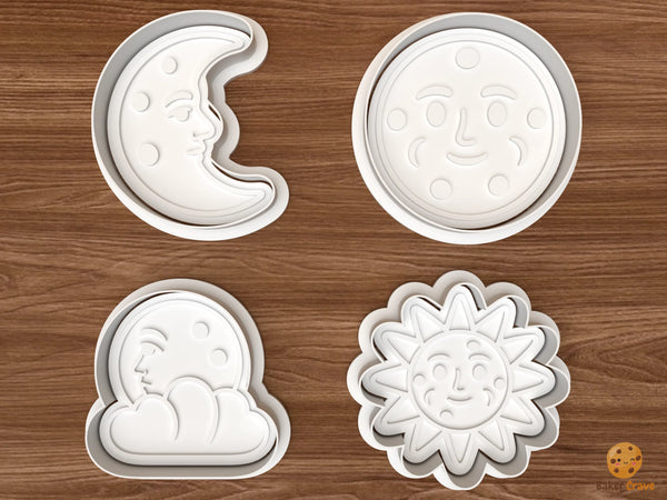 Retro Halloween Moon Faces Cookie Cutter Set