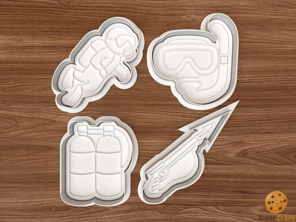 Scuba Diving Cookie Cutter Set STL File