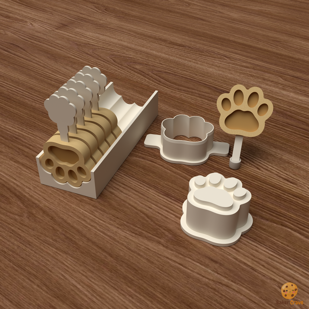 Paw Print Cake Pop Mold STL File