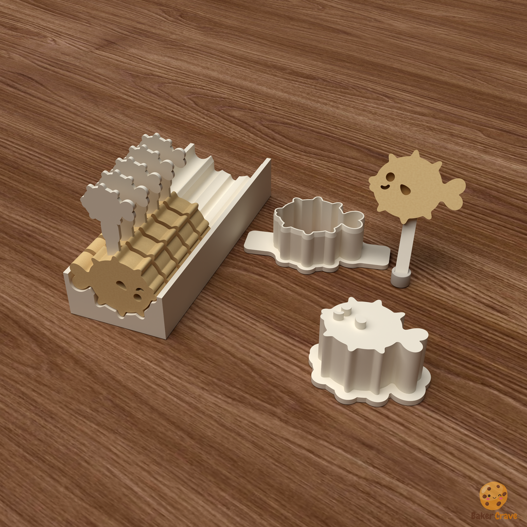 Cute Pufferfish Cake Pop Mold STL File