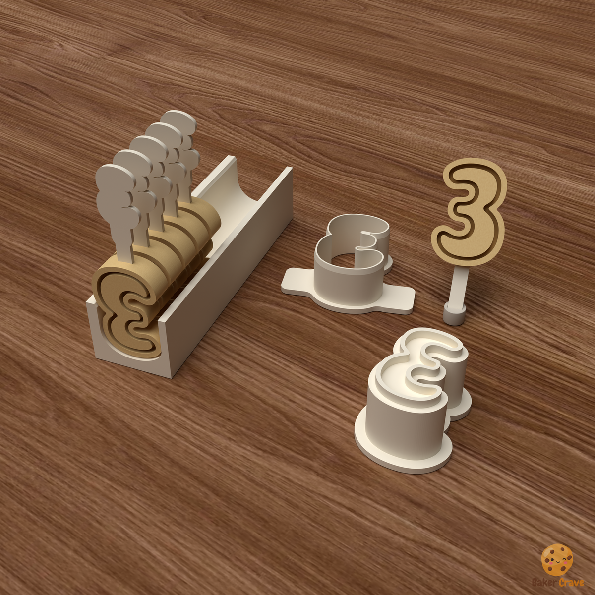 Number 3 Cake Pop Mold STL File