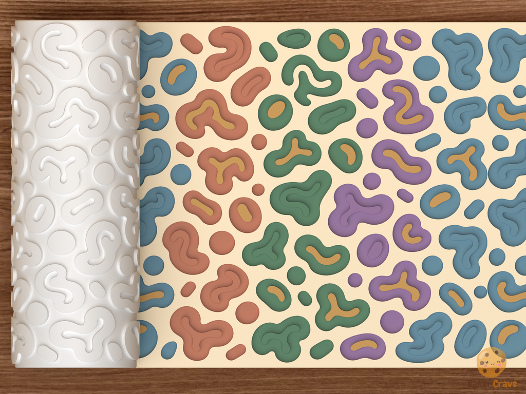 Abstract Amoeba Blob Textured Roller STL File - 01 main photo deboss colored