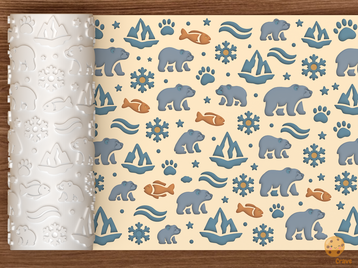 Polar Bear Arctic Textured Roller STL File - 01 main photo deboss colored