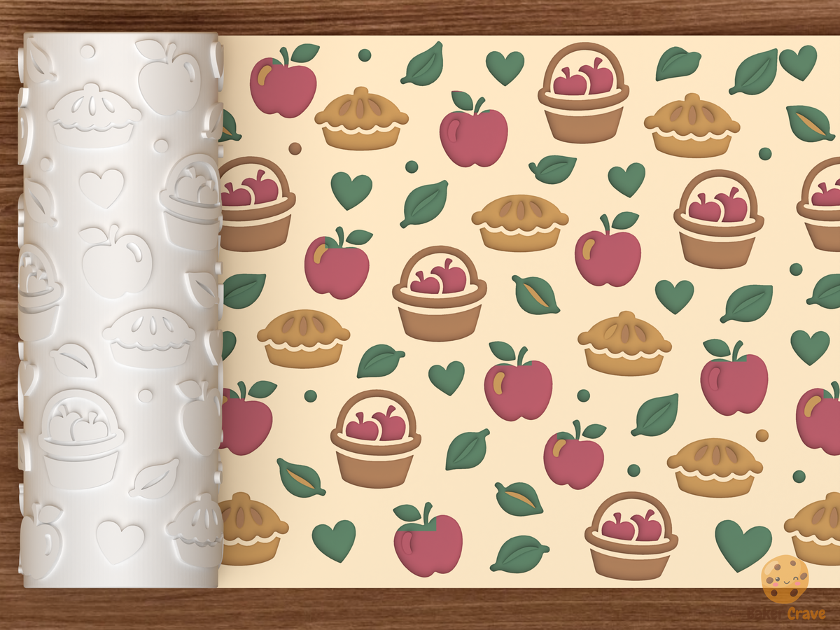 Apple Pie Orchard Textured Roller STL File - 01 main photo deboss colored