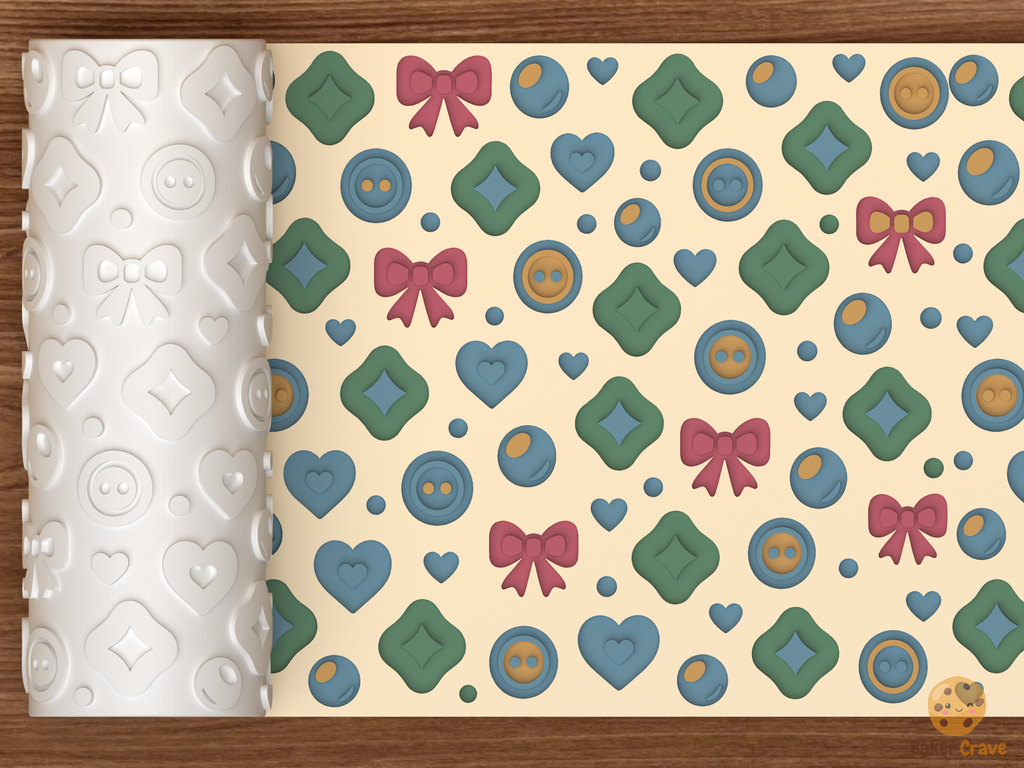 Sewing Craft Textured Roller STL File - 01 main photo deboss colored