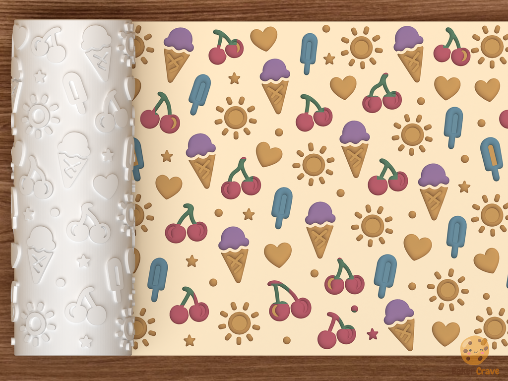 Summer Treats Textured Roller STL File - 01 main photo deboss colored