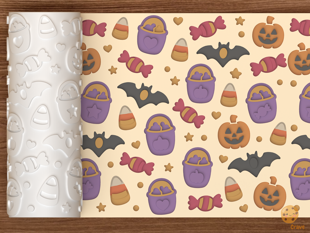 Trick Or Treat Candy Bucket Textured Roller - 01 main photo deboss colored