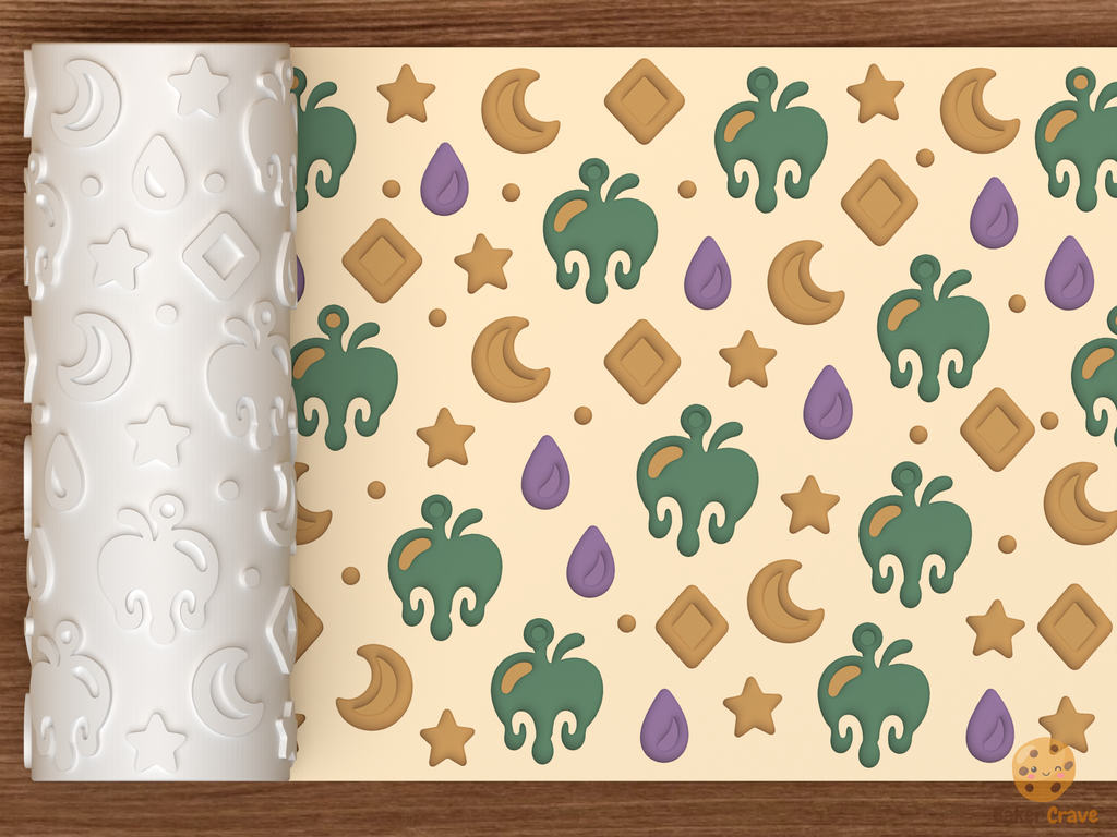 Poison Apple Charms Textured Roller STL File - 01 main photo deboss colored