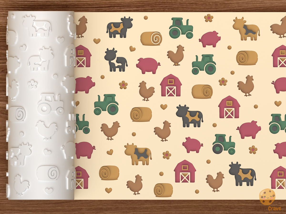 Barnyard Farm Textured Roller STL File - 01 main photo deboss colored