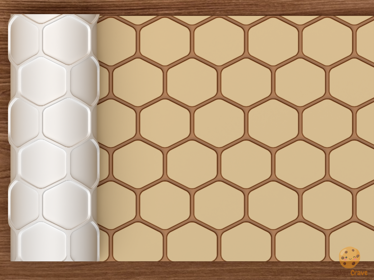 Honeycomb Hexagon Textured Roller STL File - 01 main photo deboss colored