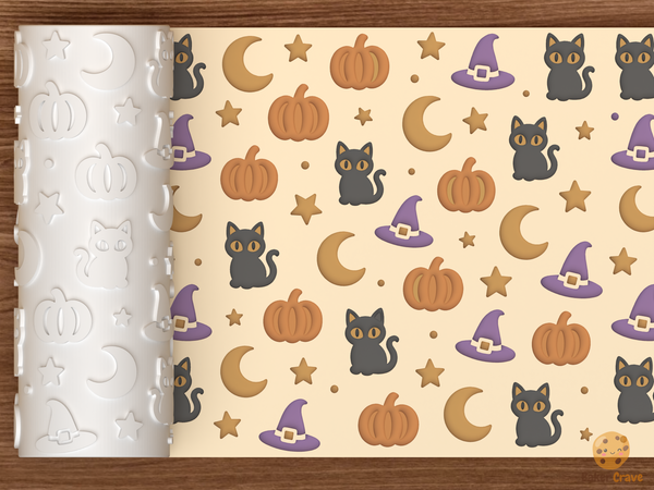 Halloween Witch Cat Textured Roller