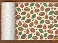 Coffee Bean Botanical Textured Roller STL File - 01 main photo deboss colored