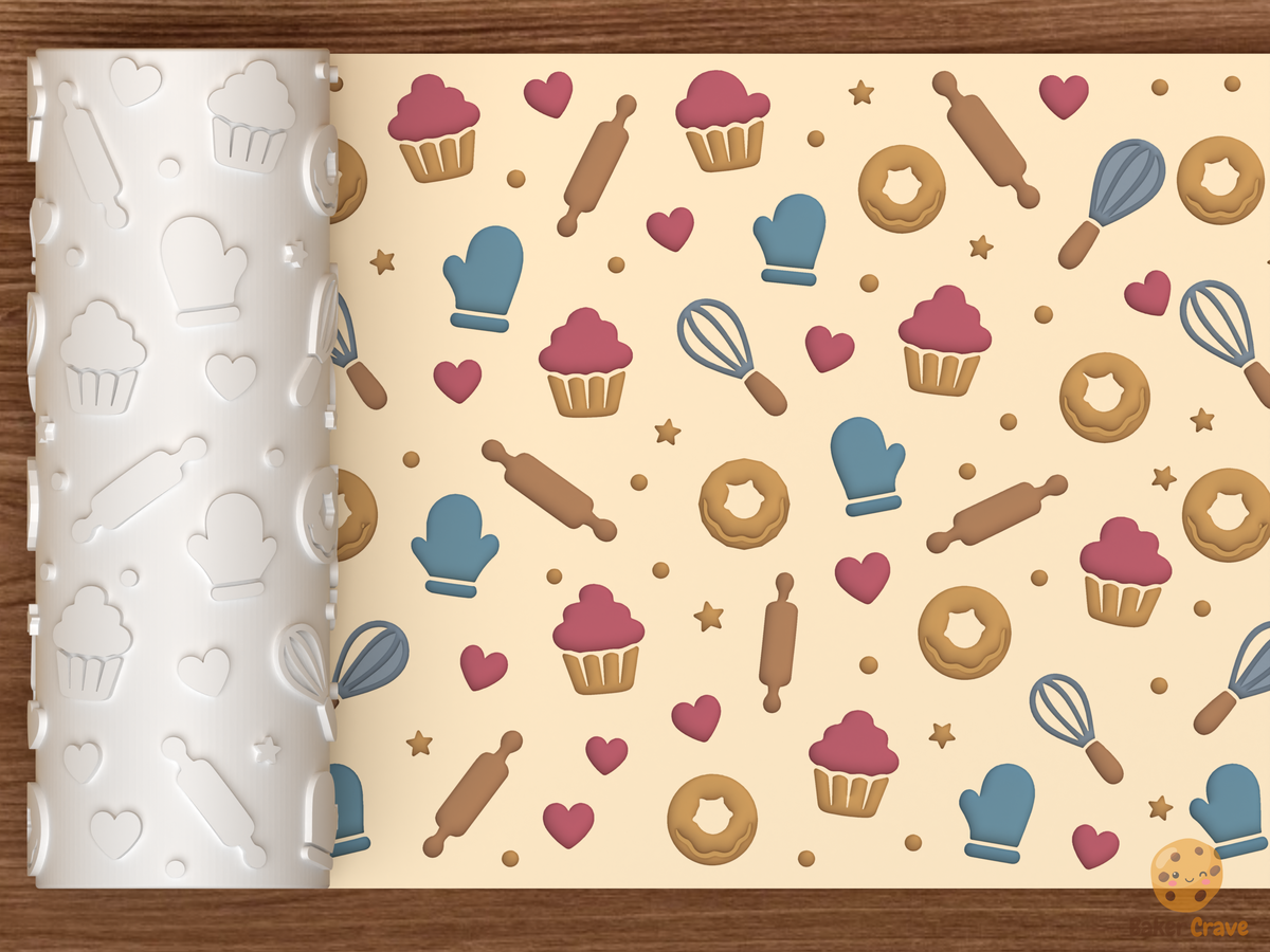 Bakery Tools Textured Roller STL File - 01 main photo deboss colored