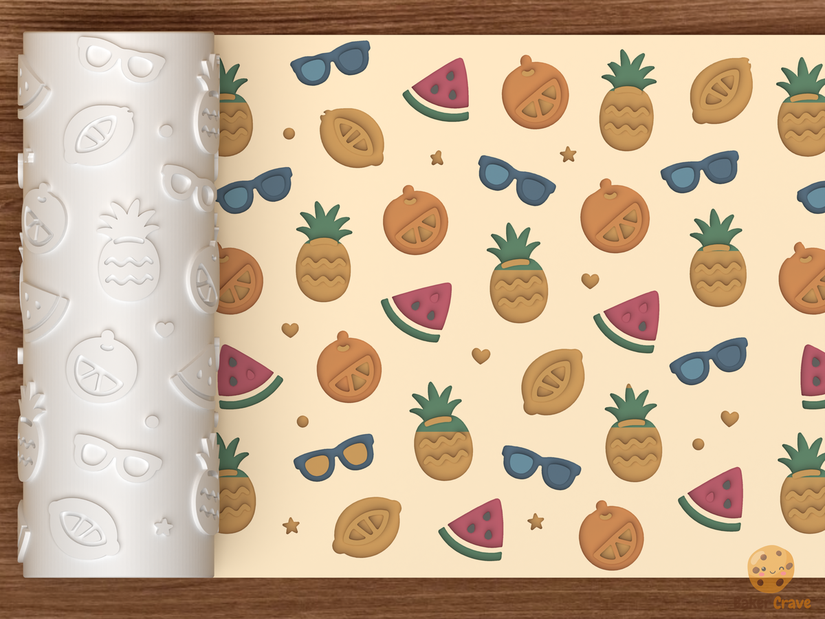 Summer Fruit Vacation Textured Roller - 01 main photo deboss colored