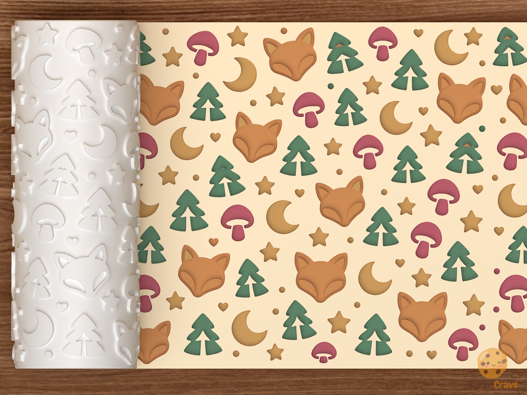 Fox Woodland Textured Roller STL File - 01 main photo deboss colored