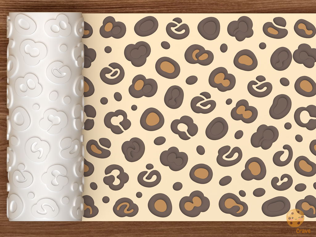 Leopard Animal Print Textured Roller STL File - 01 main photo deboss colored