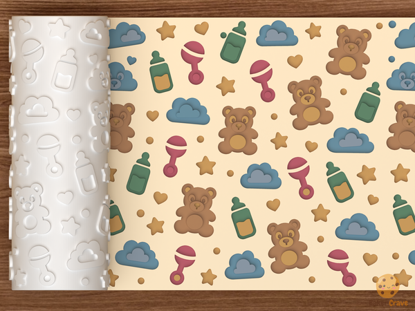 Baby Shower Teddy Bear Textured Roller