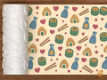 Kawaii Sushi Textured Roller STL File - 01 main photo deboss colored