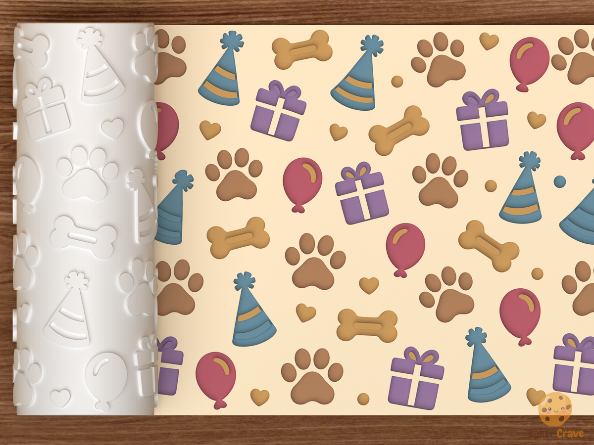 Pet Birthday Textured Roller - 01 main photo deboss colored