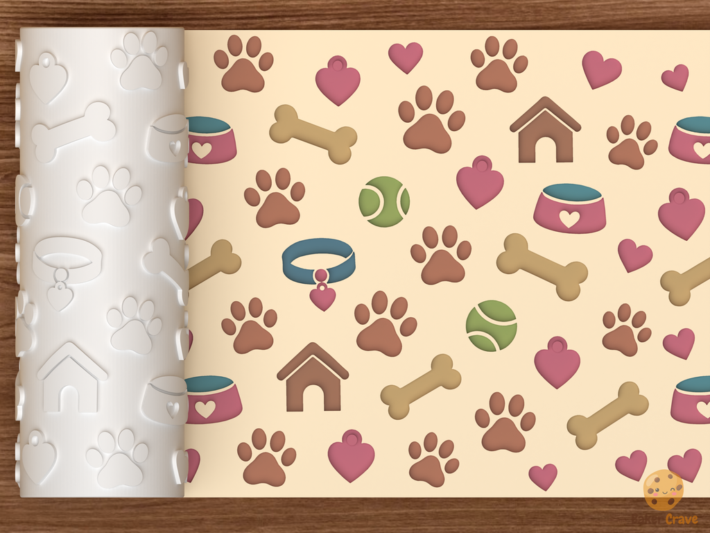 Dog Pet Textured Roller STL File - 01 main photo deboss colored