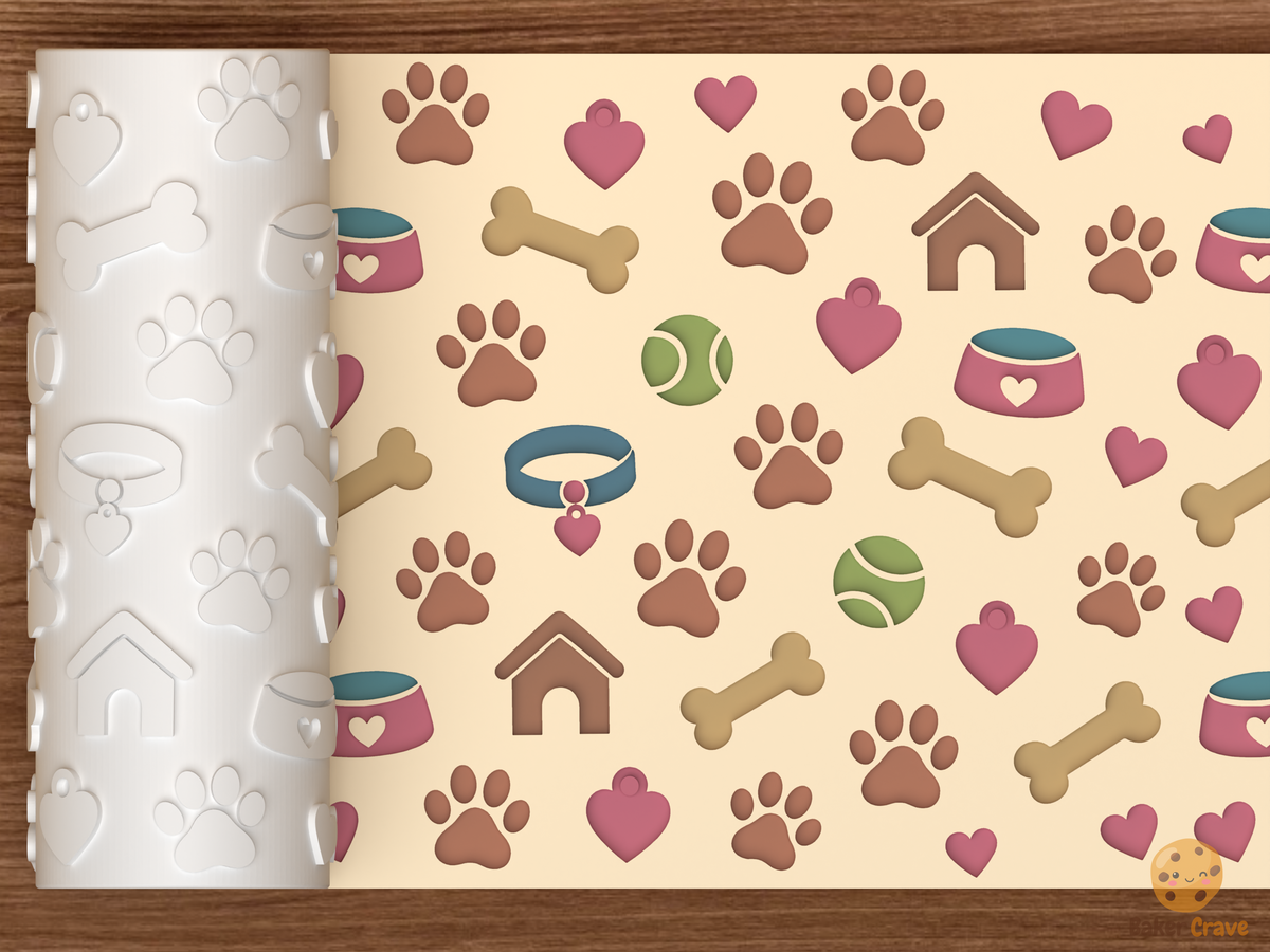 Dog Pet Textured Roller - 01 main photo deboss colored