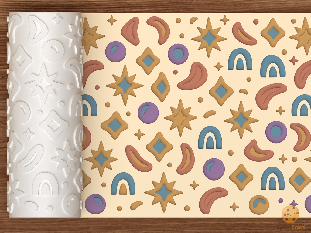 Boho Celestial Rainbow Textured Roller STL File - 01 main photo deboss colored