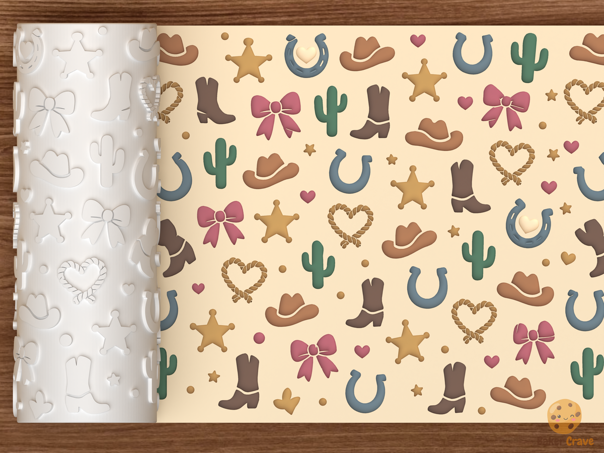 Western Cowboy Textured Roller - 01 main photo deboss colored