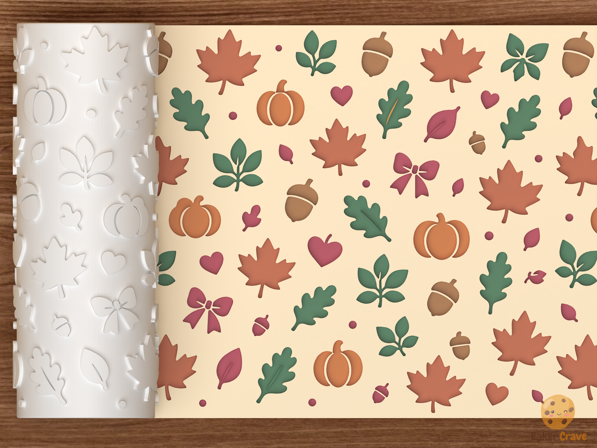 Autumn Harvest Textured Roller STL File - 01 main photo deboss colored