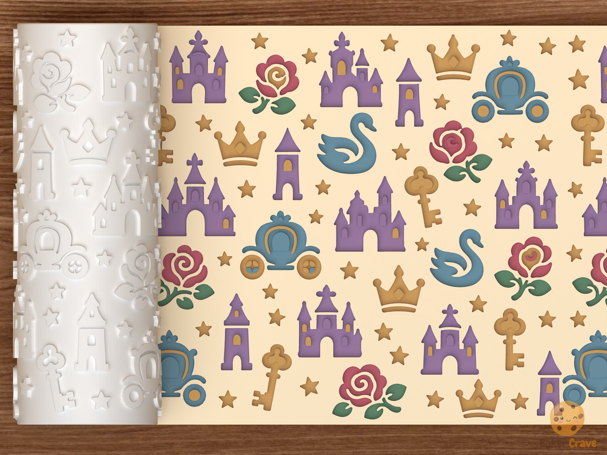 Fairytale Cae Textured Roller STL File - 01 main photo deboss colored