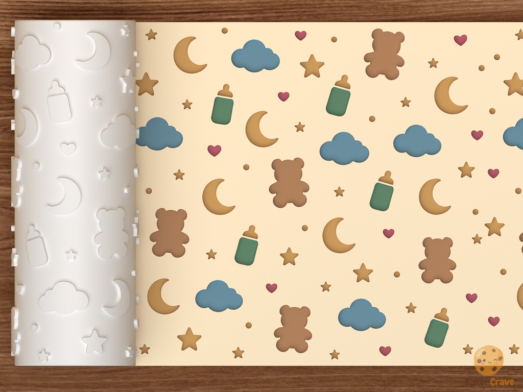 Baby Nursery Night Sky Textured Roller STL File - 01 main photo deboss colored