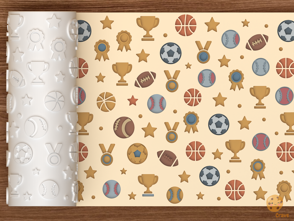 Sports Awards Textured Roller STL File - 01 main photo deboss colored
