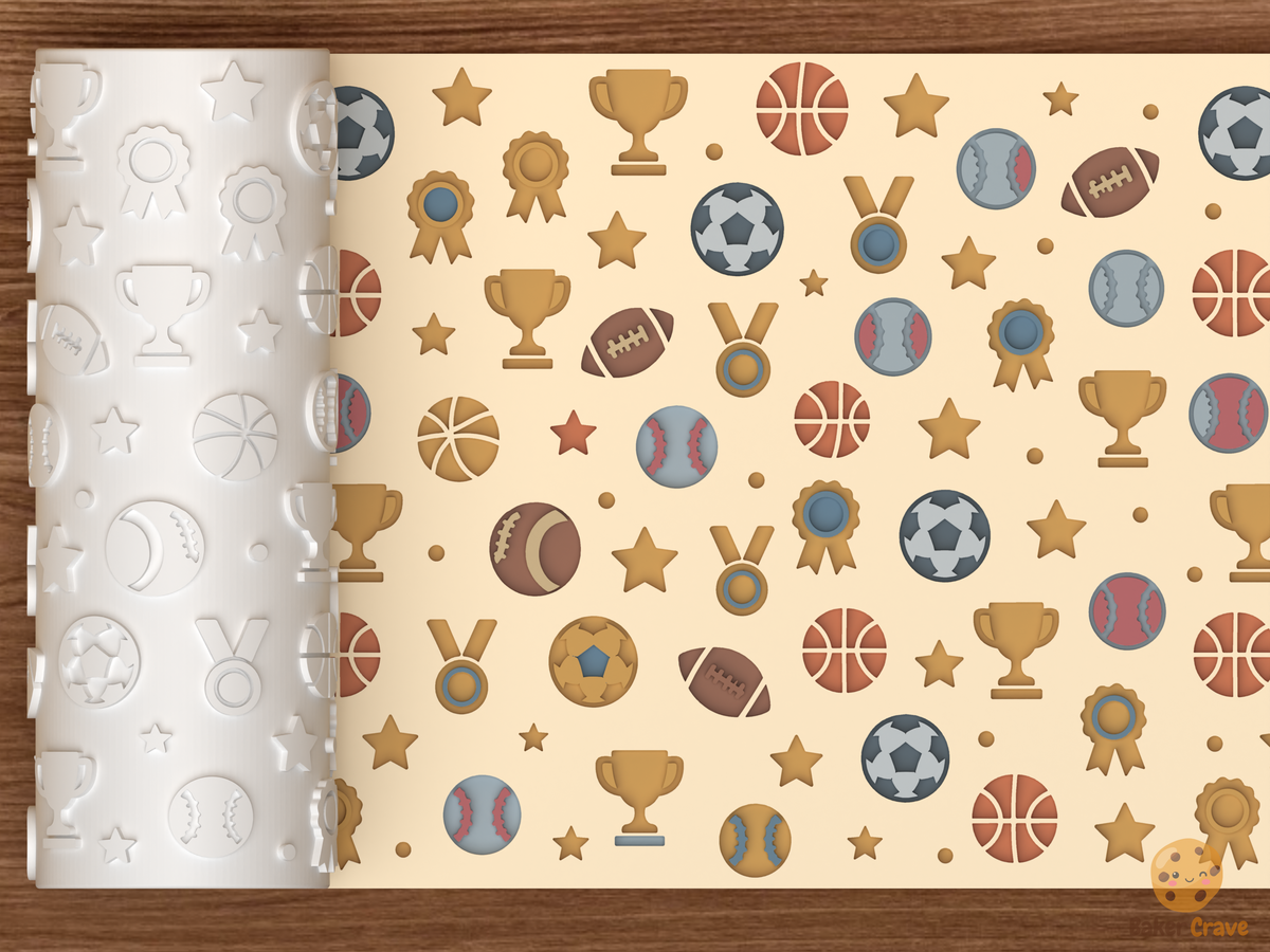 Sports Awards Textured Roller STL File - 01 main photo deboss colored
