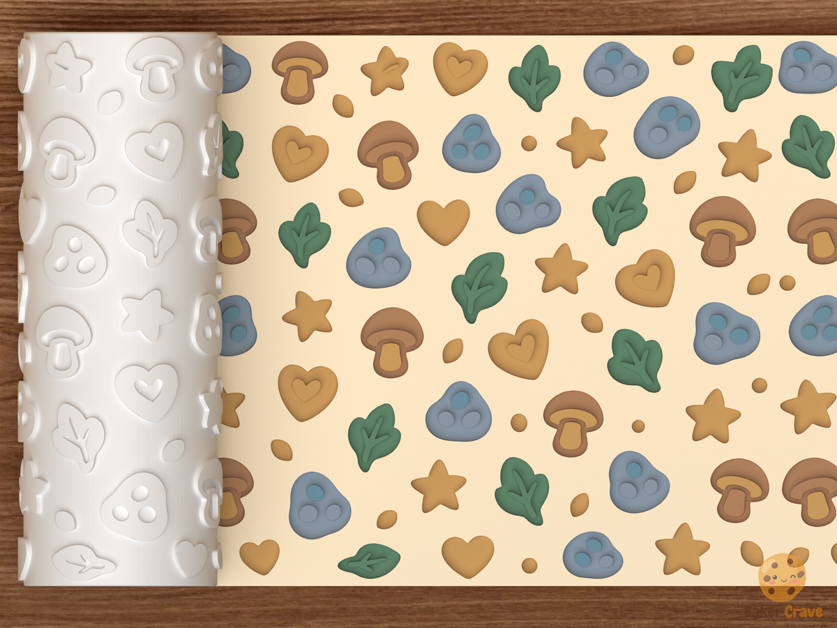 Fawn Forest Textured Roller STL File - 01 main photo deboss colored