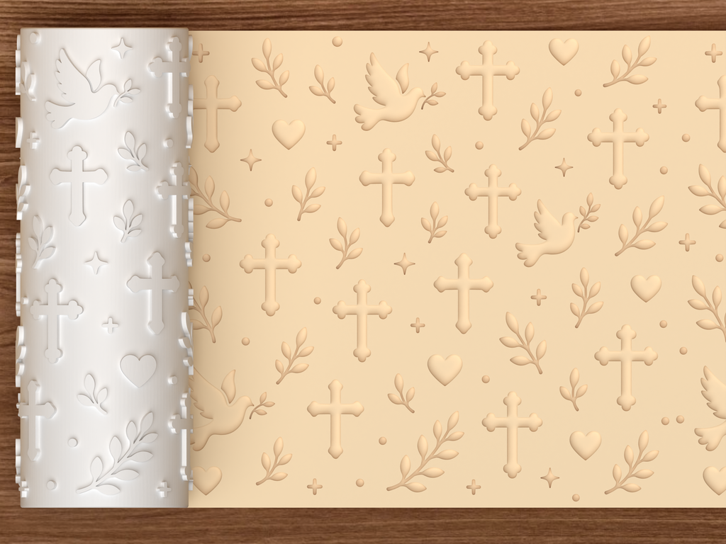 Faith & Dove Textured Roller STL File - 01 main photo deboss