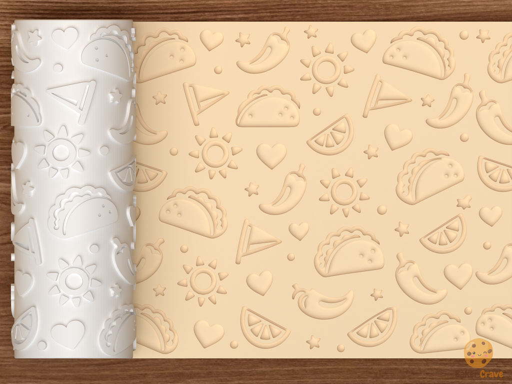 Taco Tuesday Fiesta Textured Roller STL File - 01 main photo deboss