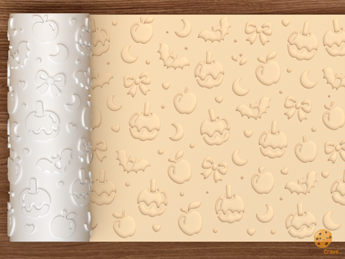 Caramel Apple Bats Textured Roller STL File - 01 main photo deboss
