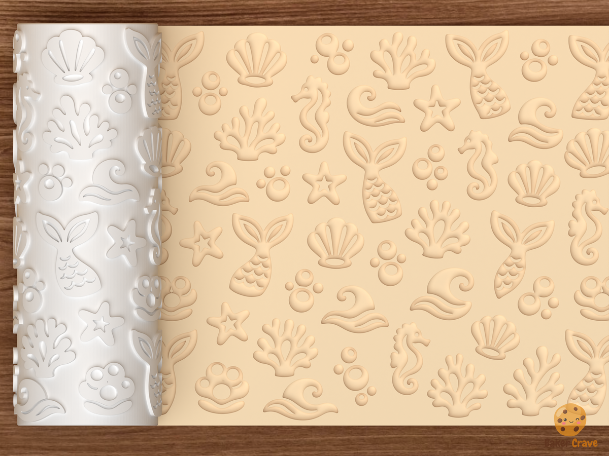 Mermaid Lagoon Textured Roller STL File