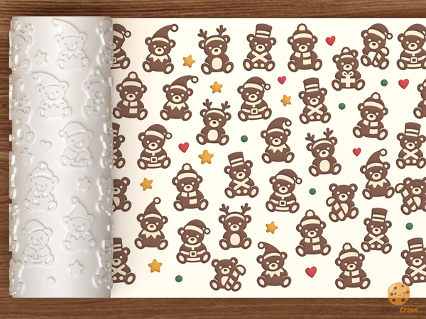 Christmas Teddy Bears In Holiday Costumes Textured Roller