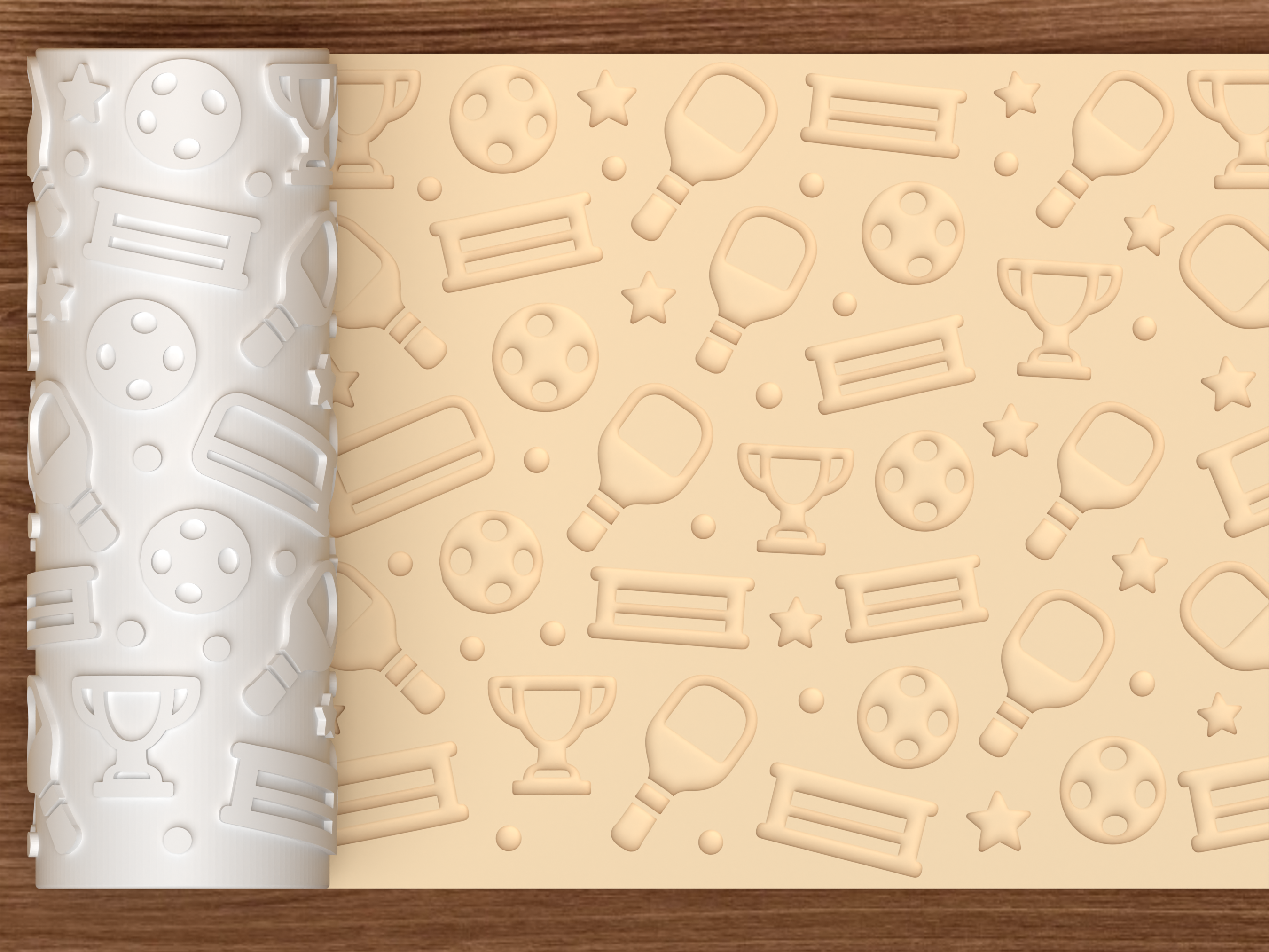 Pickleball Awards Textured Roller STL File - 01 main photo deboss