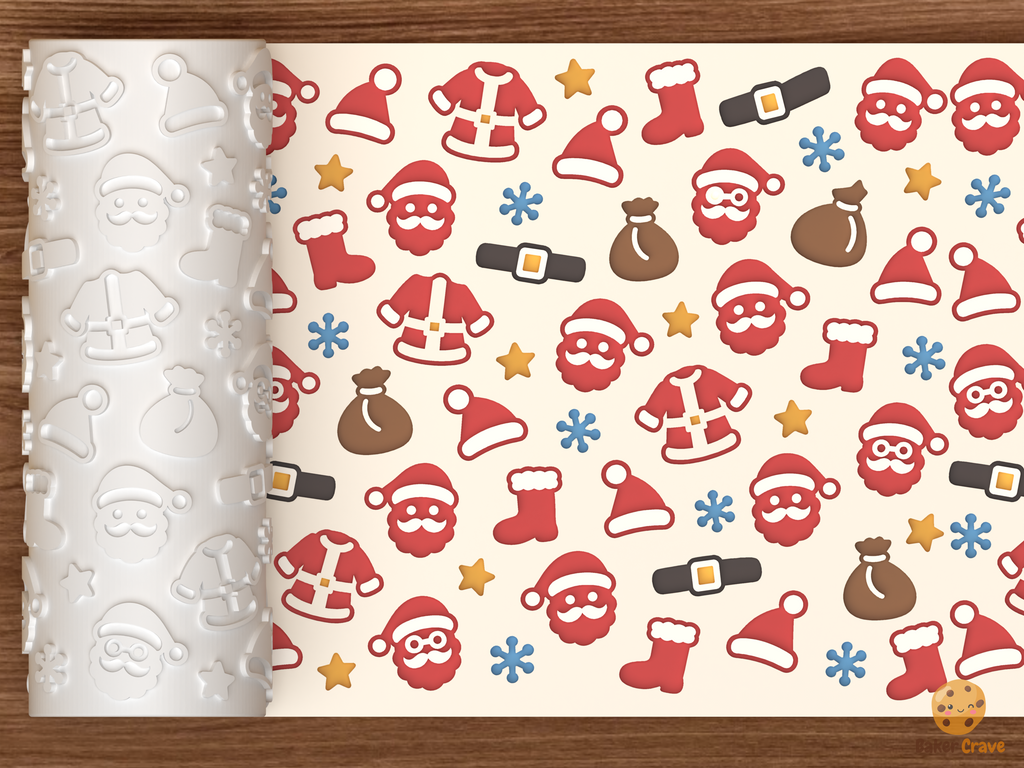 Santa Claus Faces Suit Textured Roller STL File