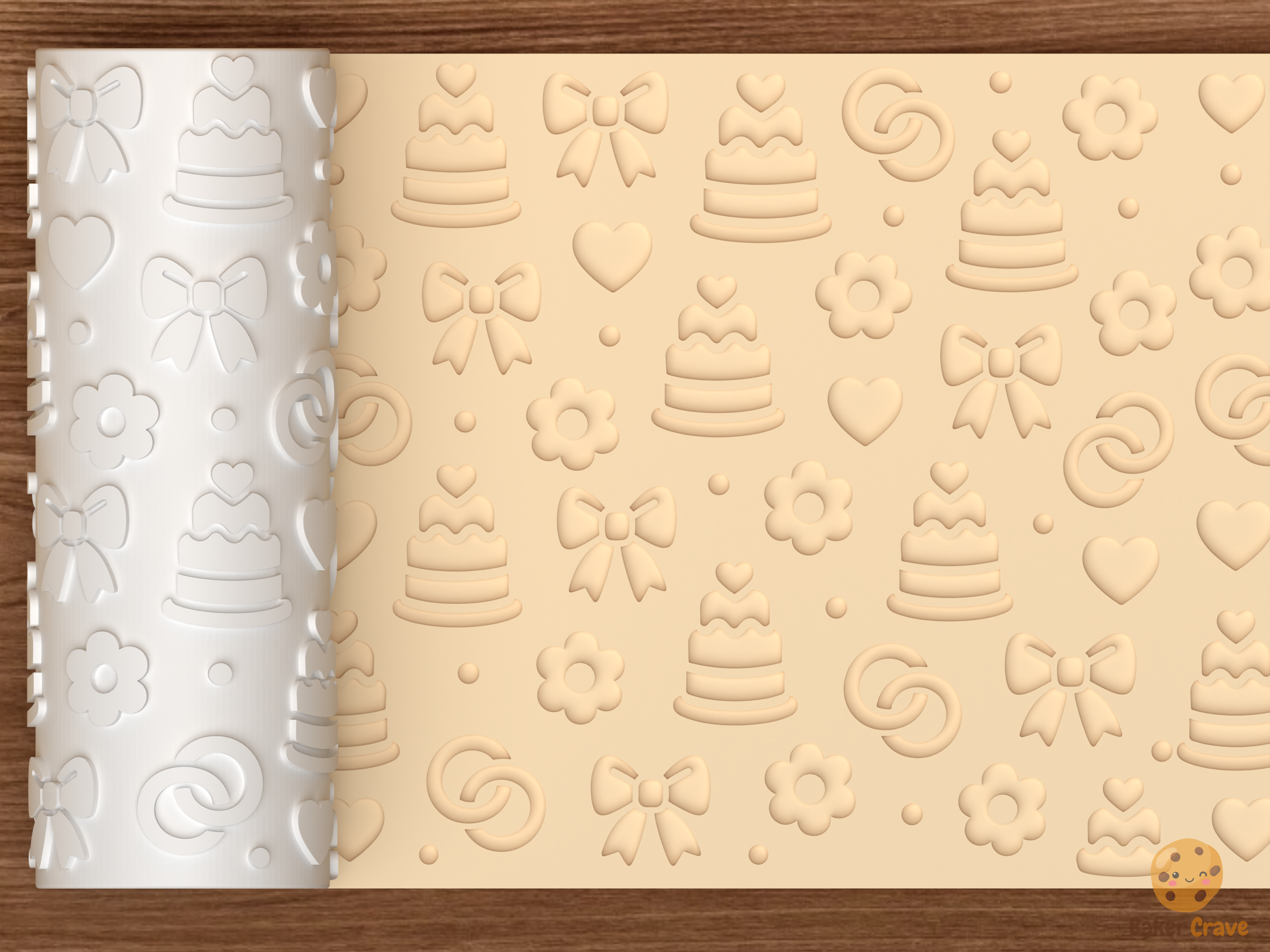 Wedding Cake Romance Textured Roller STL File - 01 main photo deboss