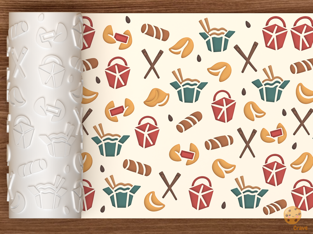 Chinese Takeout Fortune Cookies Textured Roller STL File