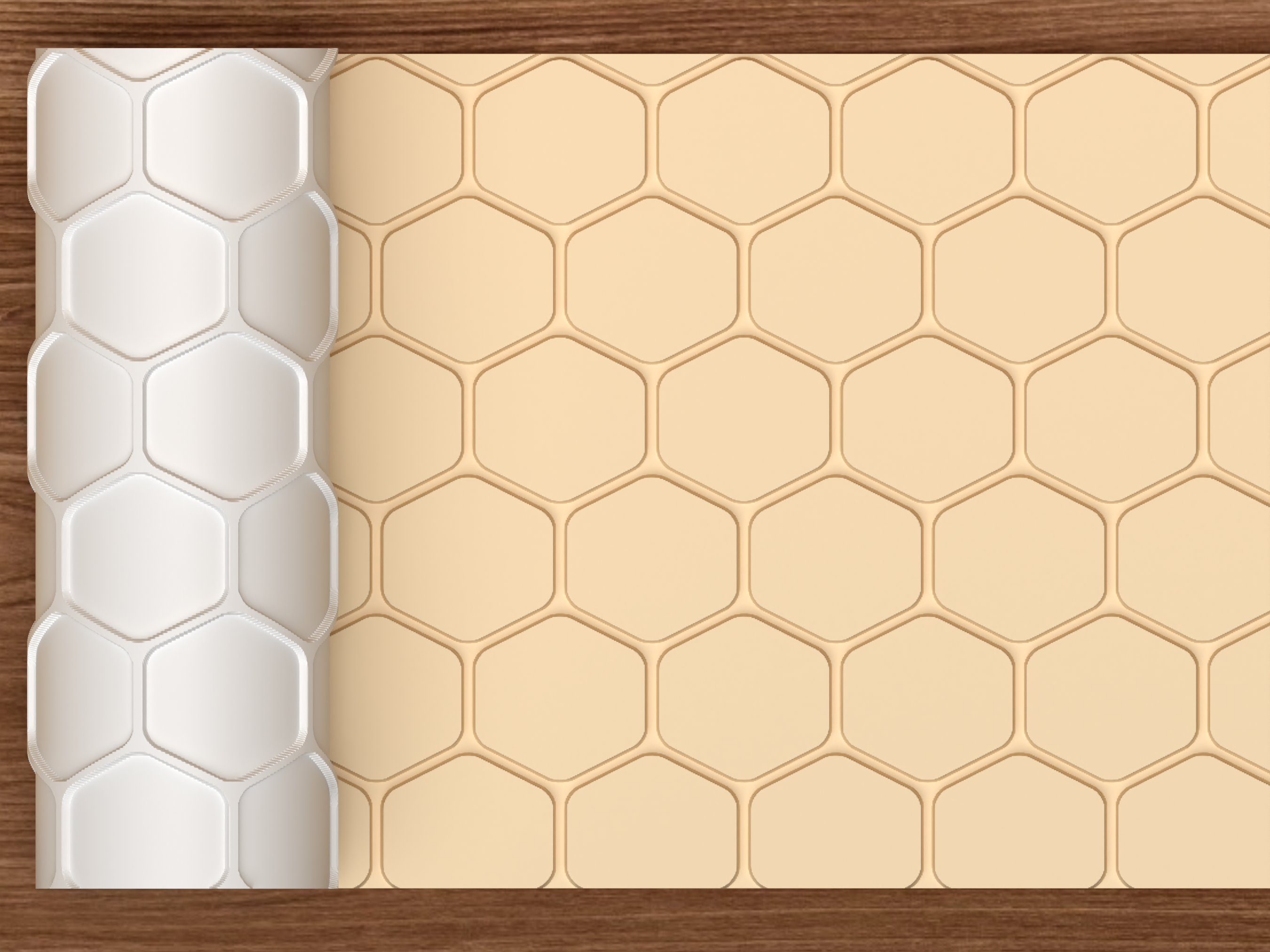Honeycomb Hexagon Textured Roller STL File - 01 main photo deboss