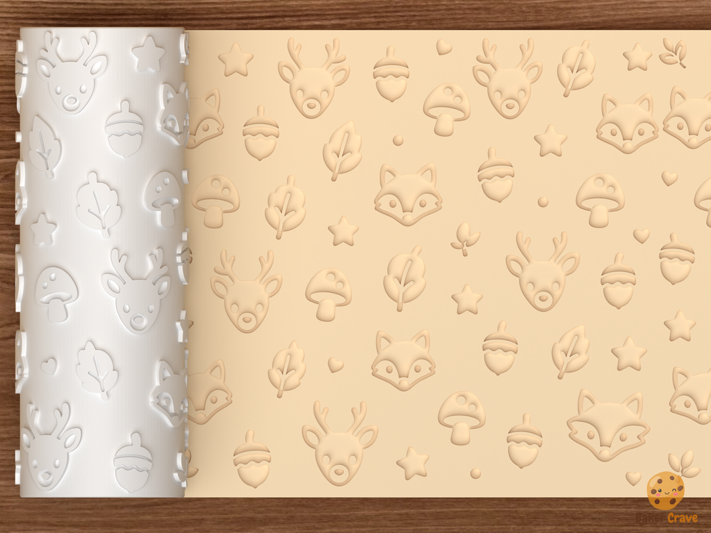 Woodland Forest Animals Textured Roller STL File - 01 main photo deboss