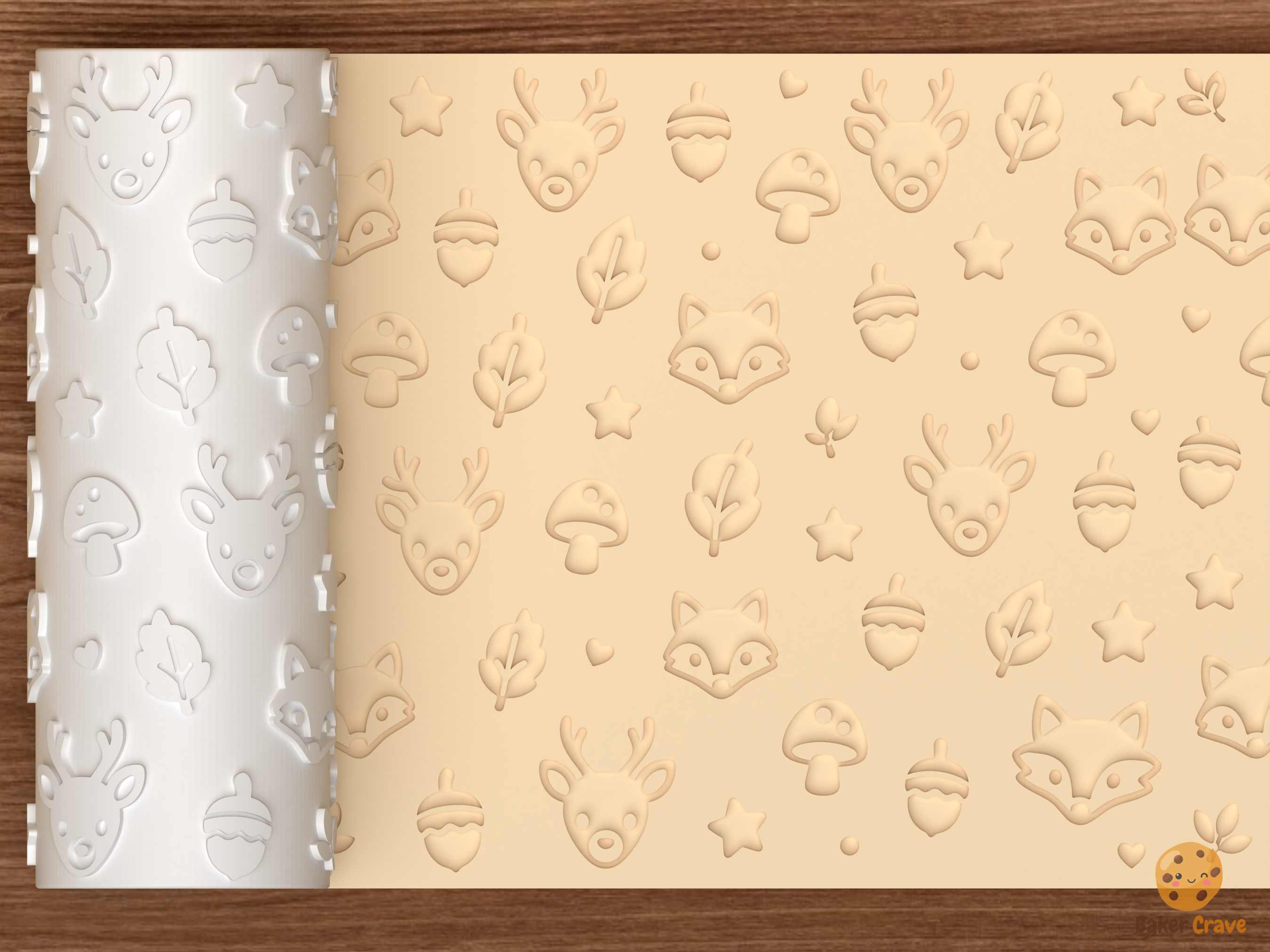 Woodland Forest Animals Textured Roller STL File - 01 main photo deboss