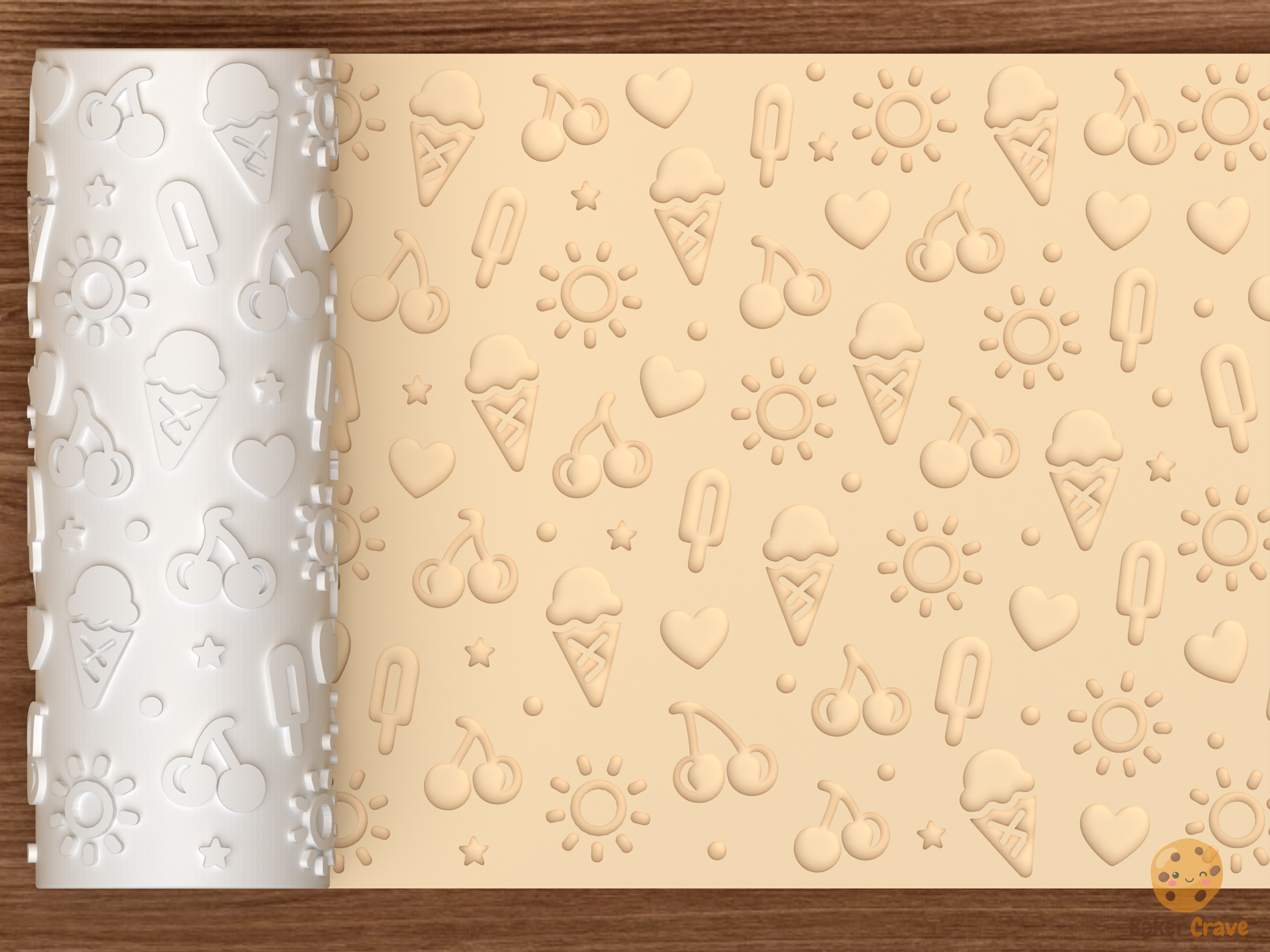 Summer Treats Textured Roller STL File - 01 main photo deboss