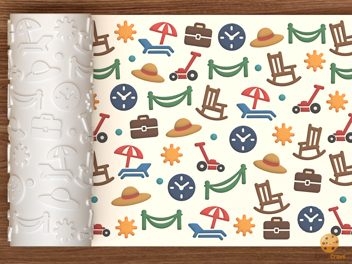 Happy Retirement Leisure Icons Textured Roller